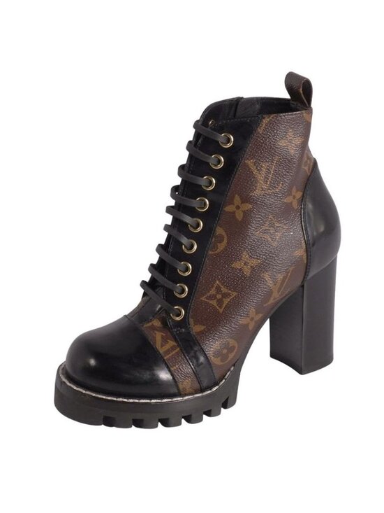 NEW Louis Vuitton Black Ankle Boots Combat Lace Up LV Logo  Louis Vuitton Ankle Boots Lace Up